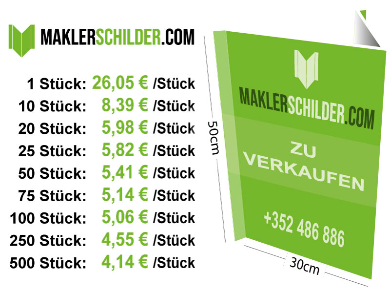 Maklerschild Faltschild Nasenschild 700x500mm 70x50cm günstig