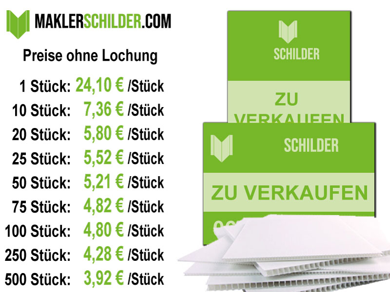 Günstige Makler Fensterschilder Flachschilder Baustellenschilder Hohlkammerplatten Trier Konz Luxemburg Wasserbillig